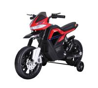 Moto électrique enfant 25w 6v 3 km/h max. Effets lumineux sonores roulettes amovibles rouge TU