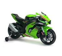Moto électrique enfant 3-6 ans Kawasaki Ninja 12 V - Autonomie 2 h - Lumières - Sons - MP3 - Roues de soutien - Accélérateur à poing - 6 km/h - INJUSA