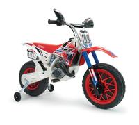 Moto Électrique Enfant 6V CR Blanche pour 3 à 6 Ans Batterie Lithium Autonomie 2h roulettes Stabilisatrices Roue avec Bande en Caoutchouc Frein Électrique INJUSA