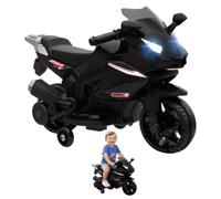 Moto Électrique Enfant 6V Lumières Sons Roues Stabilisatrices Noir 18-36 Mois
