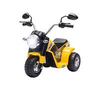 HomCom Moto électrique enfant Chopper 6V 20W AV/AR 3 roues lumineux et sonores Jaune/Noir