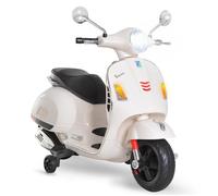 HomCom Scooter électrique Enfants Vespa 6V 102x51x76 cm MP3 USB Klaxon Phare Arrière Blanc