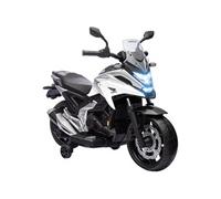 Moto électrique enfant Honda NC750x - musiques, feux AV LED, entrée USB MP3 jack - 2 roues support aux. - blanc