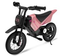 Moto Électrique Enfants 12"" EVERCROSS TECH 05m - Autonomie longue 10KM 2 vitesses- Batterie Lithium 150W 5.2Ah - Cadeau Idéal Rose
