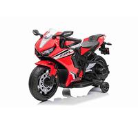 Moto Electrique Enfants 3-6 Ans 12V 1000RR, sous Licence, Batterie 12V, siège en Similicuir, Roues en Plastique, Moteur 30W, Feux à LED, châssis Massif, Roues auxiliaires, Rouge