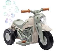 Moto électrique enfants AIYAPLAY 3 roues, 6 V, 3 km/h, avec fonction de bulles, effets lumineux et sonores, 2 à 5 ans, crème