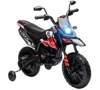 Moto électrique enfants - AIYAPLAY - sous licence Aprilia - 2 moteurs 12V, roues d'entraînement, lumière LED, musique - rouge