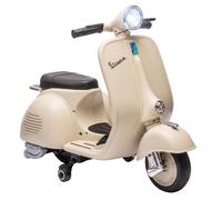 AIYAPLAY Moto Électrique Enfants Vespa sous Licence 5 Km/h 3+ Ans Blanc | Musique & Lumière, Port USB, Roues d'Entraînement Amovibles, Démarrage Progressif, Batterie Rechargeable