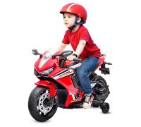Moto Electrique Enfants BabyCar Honda CBR 12V | Moto Électrique Enfant 3-5 Ans avec Lumières, Sons, MP3/USB et Roulettes Stabilisateurs | Batterie 12V 3,5Ah, Moteur 30W et Accélérateur au Pied | Rouge