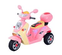 Moto scooter électrique pour enfants 6 V env. 3 Km/h 3 roues et topcase effet lumineux et sonore rose