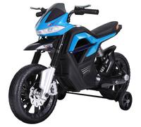 Moto électrique pour enfants 25 W 6 V 3 Km/h effets lumineux et sonores roulettes amovibles bleu