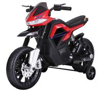 Moto électrique pour enfants 25 W 6 V 3 Km/h effets lumineux et sonores roulettes amovibles rouge