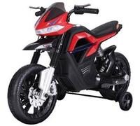 Moto électrique pour enfants 25 W 6 V 3 Km/h effets lumineux et sonores roulettes amovibles rouge