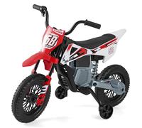 Moto Électrique pour Enfants 3-8 Ans COSTWAY, Roues d'Entraînement Amovibles, Musique, Bluetooth, Tout-petits Charge 30 kg, Rouge