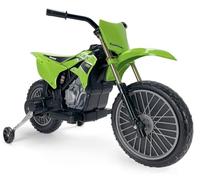 Moto Électrique pour Enfants de 3 à 6 Ans Kawasaki avec Batterie 12V + Pédale Accélérateur + Frein Automatique + Roues Stabilisatrices + Vitesse 6 km/h + Vert - INJUSA