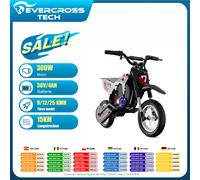 Moto Électrique pour Enfants EVERCROSS TECH EV12M Pro - 300W, 25 km/h, 15 km d'Autonomie, Bluetooth & LED, Pneus 12'' BLUE-300W-36V-5.2AH