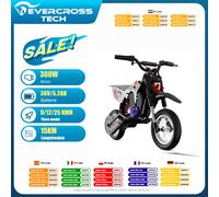 Moto Électrique pour Enfants EVERCROSS TECH EV12M Pro - 300W, 25 km/h, 15 km d'Autonomie, Bluetooth & LED, Pneus 12'' RED