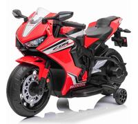 Moto électrique pour enfants HONDA CBR 1000RR, licenciée, batterie 12V, siège en similicuir, roues en plastique, moteur 30W, éclairage LED, cadre solide, roues auxiliaires, rouge