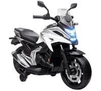 Moto électrique pour enfants moto porteur Honda pour enfants 3 à 6 ans avec musique, phares avec 2 roues d'entraînement - blanc