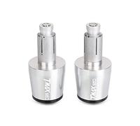 moto Embouts De Guidon De Moto Poids Poignées De Guidon Capuchon Anti-Vibration Silder Plug Pour TMAX 560 TMAX560 2020 2021 2022 2023 extrémité du manche(Silver-black)
