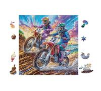 Moto en Montagne Ride 100 Pieces Casse-tête Amateur d'art en Carton Épais sans Déformation Difficile Expert Décoration Murale Idée Cadeau Anniversaire 28x28cm