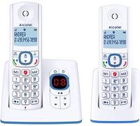 MOTO-F530 Voice Duo - Téléphone Fixe Sans Fil Dect Avec Répondeur - Grand Écran Rétroéclairé - Mains Libres - Fonction Blocage Des Appels - 2 Touches De Mémoires Directes - 2 Combinés - Blanc/Bleu
