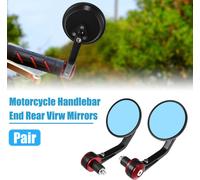 Moto Guidon Terminal Rond Arrière Rétroviseurs Universel Rouge 1 Paire