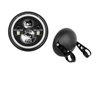 Moto Headlight Phare Moto Universel À LED 7 Pouces Pour Cafe Pour Racer Pour Bobber, Phare Rond De 7,5 Pouces Feux Avant(A Set)