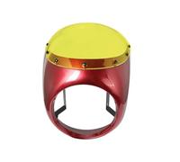 Moto Housse Protection Hare Pour Café Pour Racer Pour Universel Pour 7 Pouces Pour 16,5~18 Cm Rétro Phare Pare-brise Moto Rouge/Blanc Avant Carénage(Red Yellow Lens)