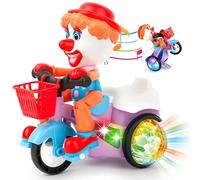 Moto jouet pour enfants avec lumières sons mouvement Melodie Impenna Gira à 360° fa cascades pédaler se déplace flambant tricycle avec clown Stuntman vélo moto enfance interactive jouer et apprendre