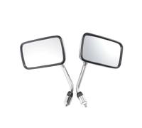 Moto Latéraux Miroirs Arrière Rétroviseurs de Moto universels rectangulaires en métal de 10 mm, Coque ABS, chromés Moto rétroviseur latéral