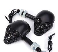 Moto noir crâne universel LED clignotants s'allume pour Kawasaki Yamaha Suzuki Harley (Noir)