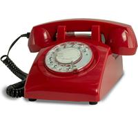 MOTO-Opis 60S Cable: Téléphone Fixe Vintage Compatible Box, Style Rétro Des Années 60, Avec Son Aspect Ancien À Cadran Classique Rouge