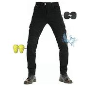 Moto Pantalon Protection pour Hommes, Moto Jeans en Respirant Kevlar De Qualité Premium Fit avec Amovible Protéger Pads pour Racing Vélo Protection Renforcée (Black,XL)