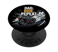 Moto Papa Rider Biker Dad Cadeau Ride Repeat PopSockets PopGrip Adhésif