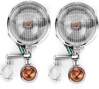 Moto Passing Turn Signal Spot Brouillard Poignée Bar Lights Pour Harley/Honda/Yamaha/Kawasaki/Suzuki - Argent