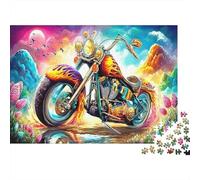 Moto Peinte de Flammes Puzzle Premium 1000 Pièces en Papier Recyclé Clairière Florale Cosmique pour Amateurs De Puzzles Entraînement Cognitif Activité Intérieure 52x38cm/1000pcs
