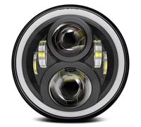Moto Phare Avant Lampe Phare 7'' LED Moto Phare avec DRL Halo 75W Rond LED pour CB 400 pour CB 1300 pour Hornet Phare Travail Moto Phare(Black)