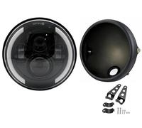 Moto Phare Avant Lampe Phare LED Universel Rétro De 7,5 Pouces pour Moto Feux De Route Et De Croisement Feux De Jour avec Support Phare Travail Moto Phare