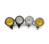 Moto Phare Avant Universel Pointu Phare Vintage H4 Ampoule Fit Pour Harley Chopper Sportster Softail Personnalisé (Lentille Chrome & Transprent)