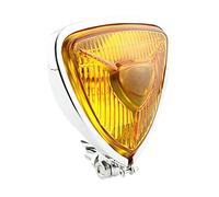 Moto Phare Avant Universel Rétro Modification Triangulaire Métal Phares Fit Pour Harley Chopper Café Racer Personnalisé (Chrome Amber Lens)