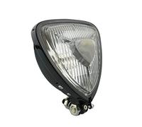 Moto Phare Avant Universel Rétro Modification Triangulaire Métal Phares Fit Pour Harley Chopper Café Racer Personnalisé (Lentille noire transparente)