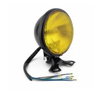 Moto Phares LED Phare Avant Universel Rétro pour Moto 12 V CC pour Scooter Projecteur Rond Moteur Vintage Phare LED 35 W(Black Amber)