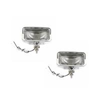 Moto Phares LED Pour Racer Bobber Phare Avant Rectangulaire Chromé Pour Moto Phare Rétro Universel Faisceau Haut/bas(2pcs chrome)