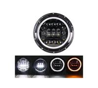 Moto Phares LED pour Street Glide Road King Phare de Moto à LED 7 Pouces avec Adaptateur(90w Black halo12)
