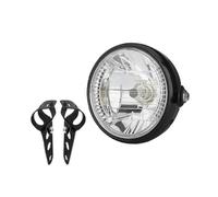 Moto Phares Phare rond halogène H4 rétro pour Harley Cafe Racer, 7 pouces, haute luminosité, 9 fils avec support Moto Projecteur Avant(Yellow)