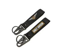 Moto Polyester Broderie Porte-clés pour Harley-Davidson Pendentif Porte-clés Boucle Suspendue Lanière Porte-clés Moto Portable Polyvalent Durable Accessoires,Black-A