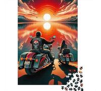 Moto Puzzle À 1000 Morceaux Papier Épais Deux Cavaliers du Soleil Puzzle Familial Familles 8 Ans+ Activité Lien Familial Heures Divertissement Garanties 70x50cm/1000pcs