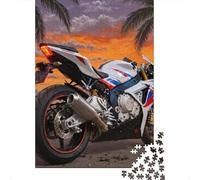 Moto Puzzle À 1000 Morceaux Papier Épais Vélo de Plage Sportif Puzzle Familial Passionnés De Casse-tête Activité Lien Familial Heures Divertissement Garanties 38x26cm/1000pcs