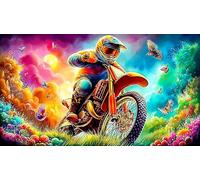 Moto Puzzle de 1000 pièces pour Jouets d'enfants Cadeaux d'anniversaire pour Grands Enfants 75x50cm/1000pcs